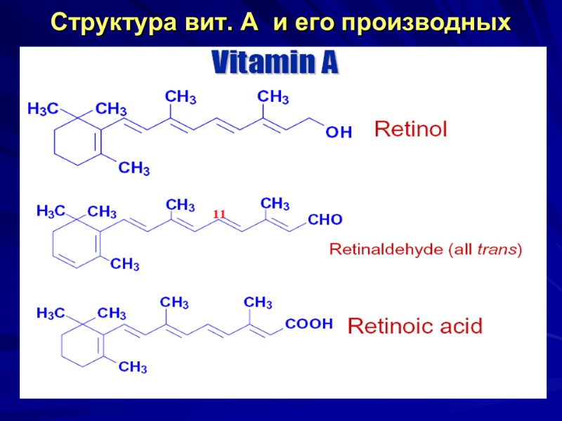 Структура вит. А и его производных Структура вит. А и его производных
